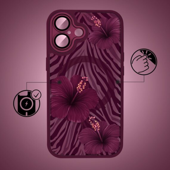 Etui do iPhone 17, Color Flush z Magsafe, z osłoną aparatu, egzotyczny hibiskus, wiśniowe (1)