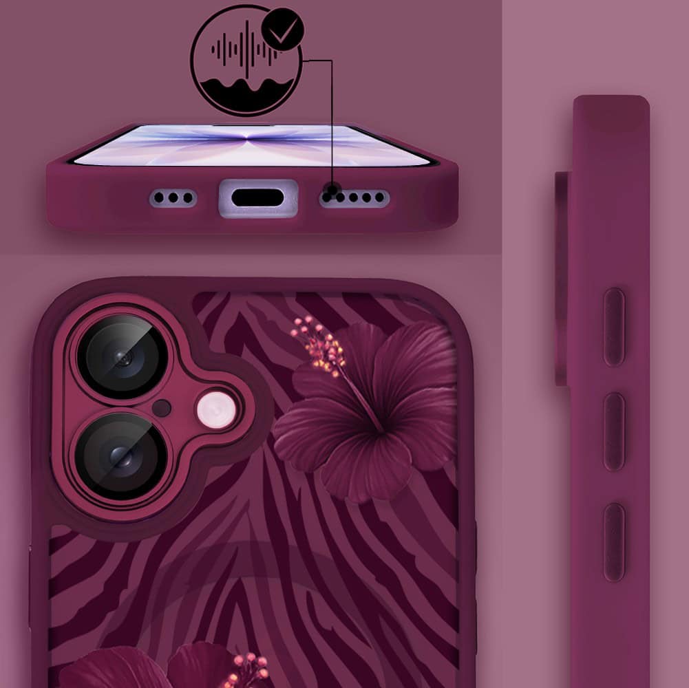 Etui do iPhone 17, Color Flush z Magsafe, z osłoną aparatu, egzotyczny hibiskus, wiśniowe (5)