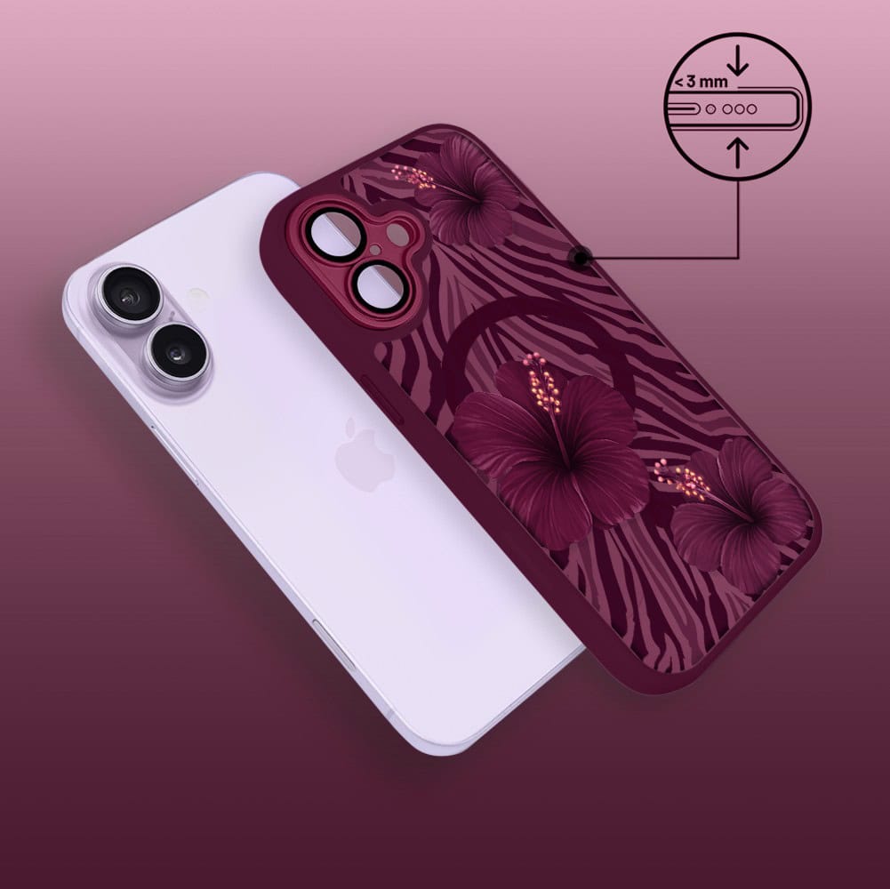 Etui do iPhone 17, Color Flush z Magsafe, z osłoną aparatu, egzotyczny hibiskus, wiśniowe (6)