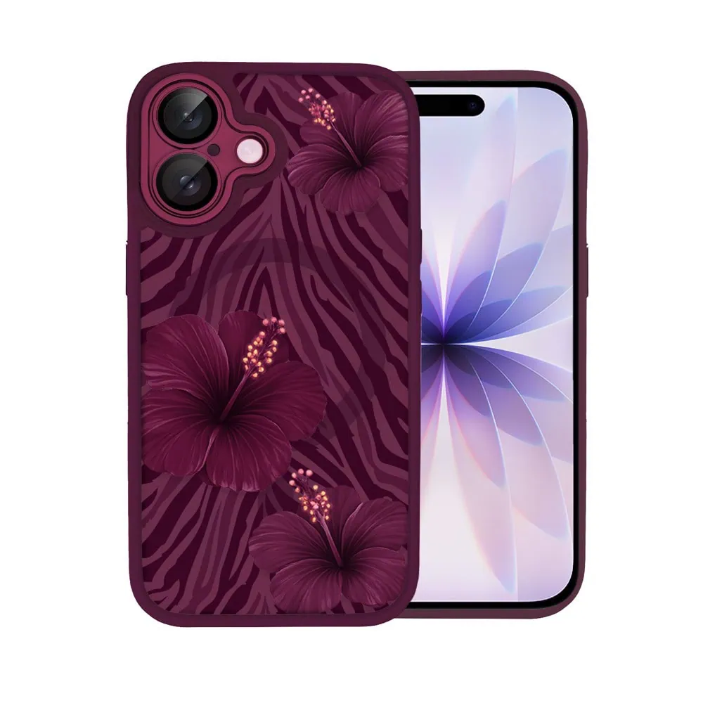 Etui do iPhone 17e, Color Flush z Magsafe, z osłoną aparatu, egzotyczny hibiskus, wiśniowe