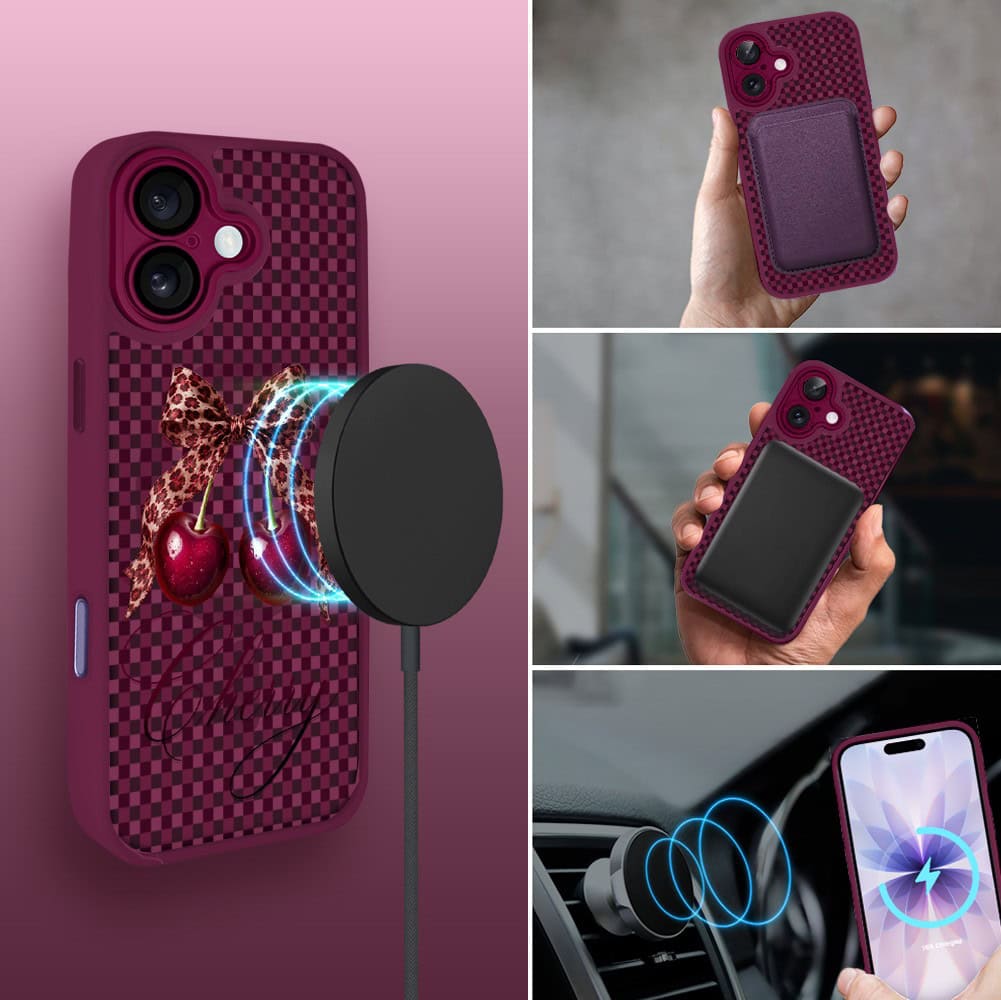 Etui do iPhone 17, Color Flush z Magsafe, z osłoną aparatu, kokieteryjna wiśnia, wiśniowe (8)