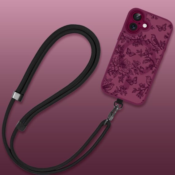 Etui do iPhone 17, Color Flush z Magsafe, z osłoną aparatu, nocna botanika, wiśniowe (4)