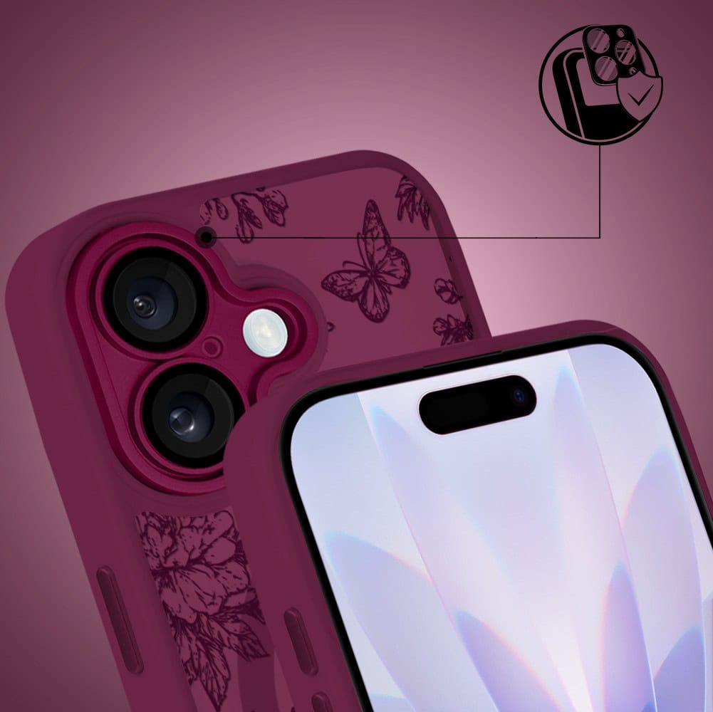 Etui do iPhone 17, Color Flush z Magsafe, z osłoną aparatu, nocna botanika, wiśniowe (5)