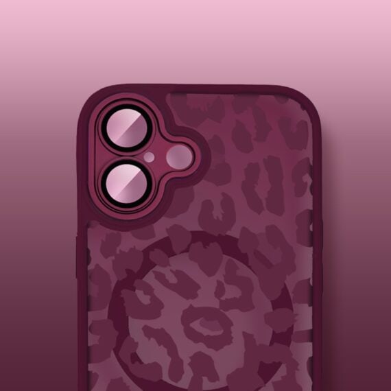Etui do iPhone 17, Color Flush z Magsafe, z osłoną aparatu, subtelna panterka, wiśniowe (4)