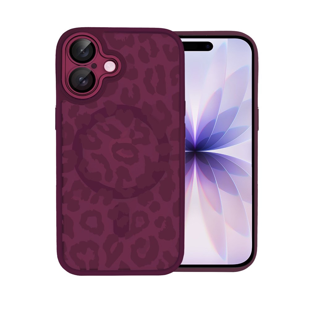Etui do iPhone 17, Color Flush z Magsafe, z osłoną aparatu, subtelna panterka, wiśniowe