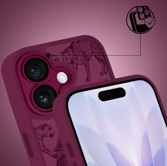 Etui do iPhone 17, Color Flush z Magsafe, z osłoną aparatu, wesołe gepardy, wiśniowe (4)