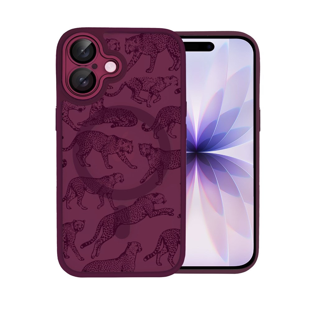 Etui do iPhone 17, Color Flush z Magsafe, z osłoną aparatu, wesołe gepardy, wiśniowe