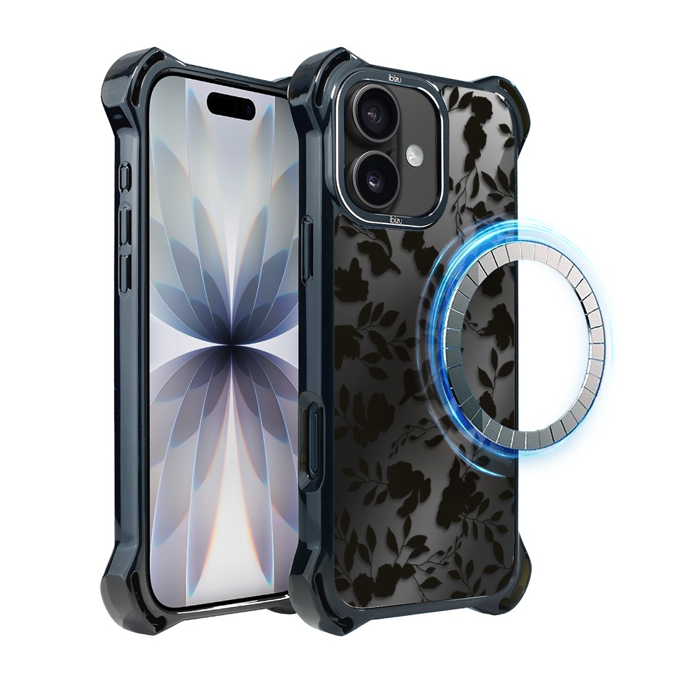 Etui do iPhone 17 IBIZU DropGuard Ultra z MagSafe, Midnight, Cienie liści