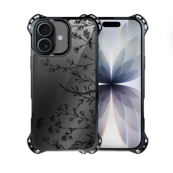 Etui do iPhone 17 IBIZU DropGuard Ultra z MagSafe, Midnight, Dotyk kwiatów (4)