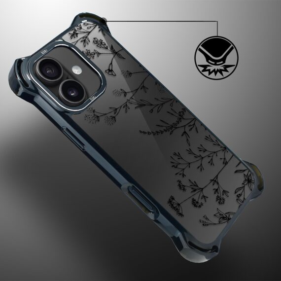 Etui do iPhone 17 IBIZU DropGuard Ultra z MagSafe, Midnight, Dotyk kwiatów (8)