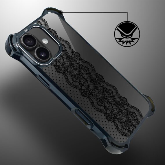 Etui do iPhone 17 IBIZU DropGuard Ultra z MagSafe, Midnight, Ornamentowa koronka (1)