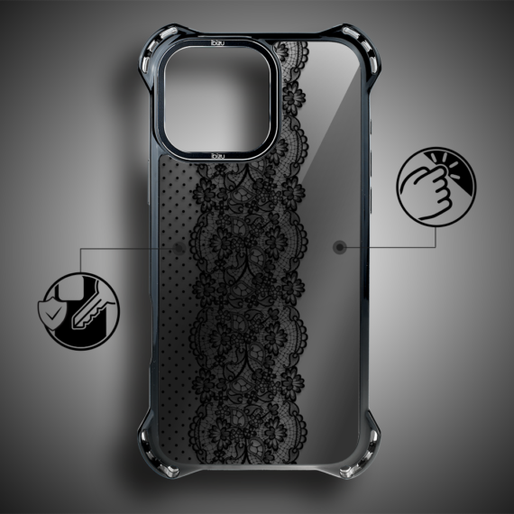 Etui do iPhone 17 IBIZU DropGuard Ultra z MagSafe, Midnight, Ornamentowa koronka (3)
