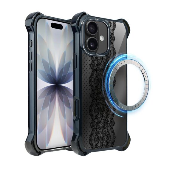 Etui do iPhone 17 IBIZU DropGuard Ultra z MagSafe, Midnight, Ornamentowa koronka (4)