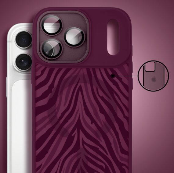 Etui do iPhone 17 Pro, Color Flush z Magsafe, z osłoną aparatu, hipnotyczna zebra, wiśniowe - popra (5)