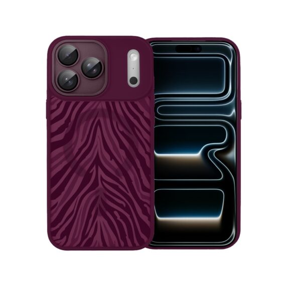 Etui do iPhone 17 Pro, Color Flush z Magsafe, z osłoną aparatu, hipnotyczna zebra, wiśniowe - popra (7)