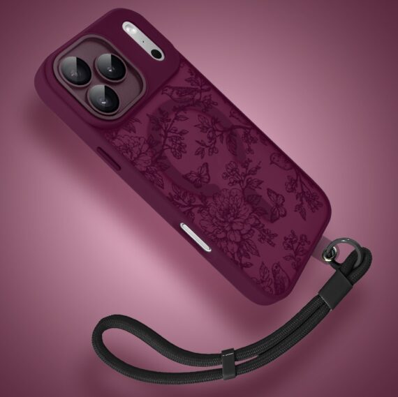 Etui do iPhone 17 Pro, Color Flush z Magsafe, z osłoną aparatu, nocna botanika, wiśniowe - poprawione (3)