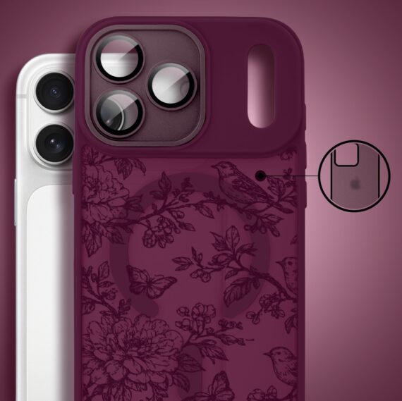 Etui do iPhone 17 Pro, Color Flush z Magsafe, z osłoną aparatu, nocna botanika, wiśniowe - poprawione (6)