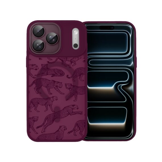 Etui do iPhone 17 Pro, Color Flush z Magsafe, z osłoną aparatu, wesołe gepardy, wiśniowe - poprawione (1)