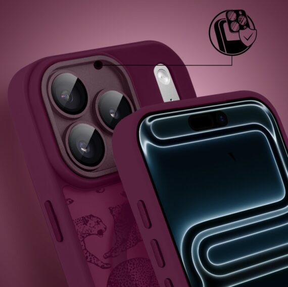 Etui do iPhone 17 Pro, Color Flush z Magsafe, z osłoną aparatu, wesołe gepardy, wiśniowe - poprawione (5)