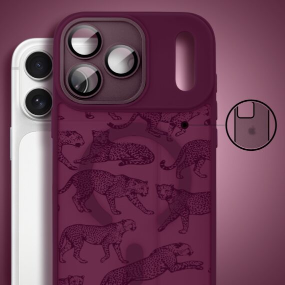 Etui do iPhone 17 Pro, Color Flush z Magsafe, z osłoną aparatu, wesołe gepardy, wiśniowe - poprawione (7)
