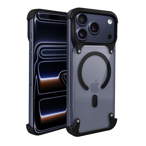 Etui do iPhone 17 Pro Max Aero Grip, akrylowy tył, odkryte boki, czarne (6)