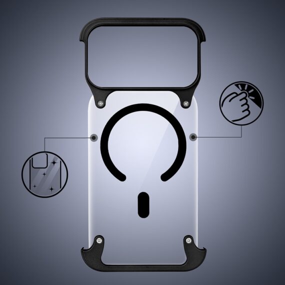 Etui do iPhone 17 Pro Max Aero Grip, akrylowy tył, odkryte boki, czarne (7)