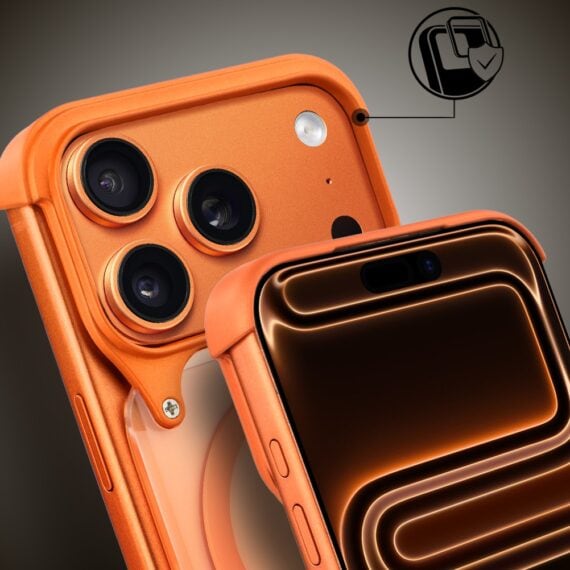 Etui do iPhone 17 Pro Max Aero Grip, akrylowy tył, odkryte boki, pomarańczowe3