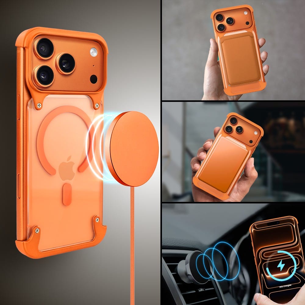 Etui do iPhone 17 Pro Max Aero Grip, akrylowy tył, odkryte boki, pomarańczowe6