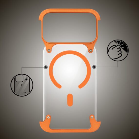 Etui do iPhone 17 Pro Max Aero Grip, akrylowy tył, odkryte boki, pomarańczowe7