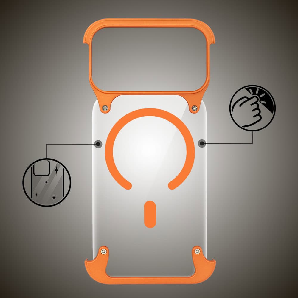 Etui do iPhone 17 Pro Max Aero Grip, akrylowy tył, odkryte boki, pomarańczowe7
