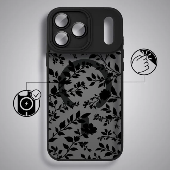 Etui do iPhone 17 Pro Max Color Flush z MagSafe, z osłoną aparatu, cienisty ogród, czarne (1)