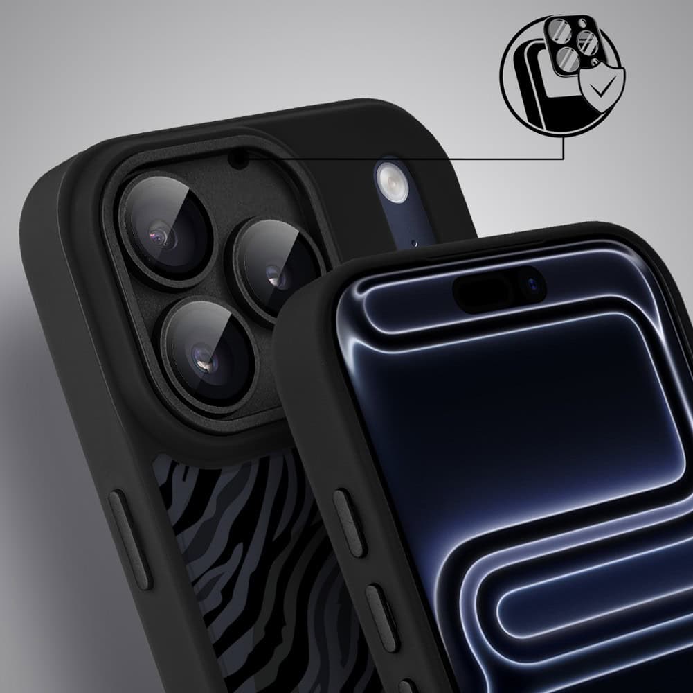 Etui do iPhone 17 Pro Max Color Flush z MagSafe, z osłoną aparatu, hipnotyczna zebra, czarne (1)