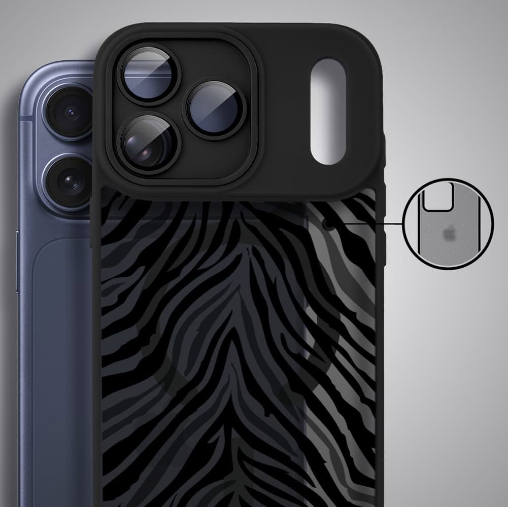 Etui do iPhone 17 Pro Max Color Flush z MagSafe, z osłoną aparatu, hipnotyczna zebra, czarne (7)