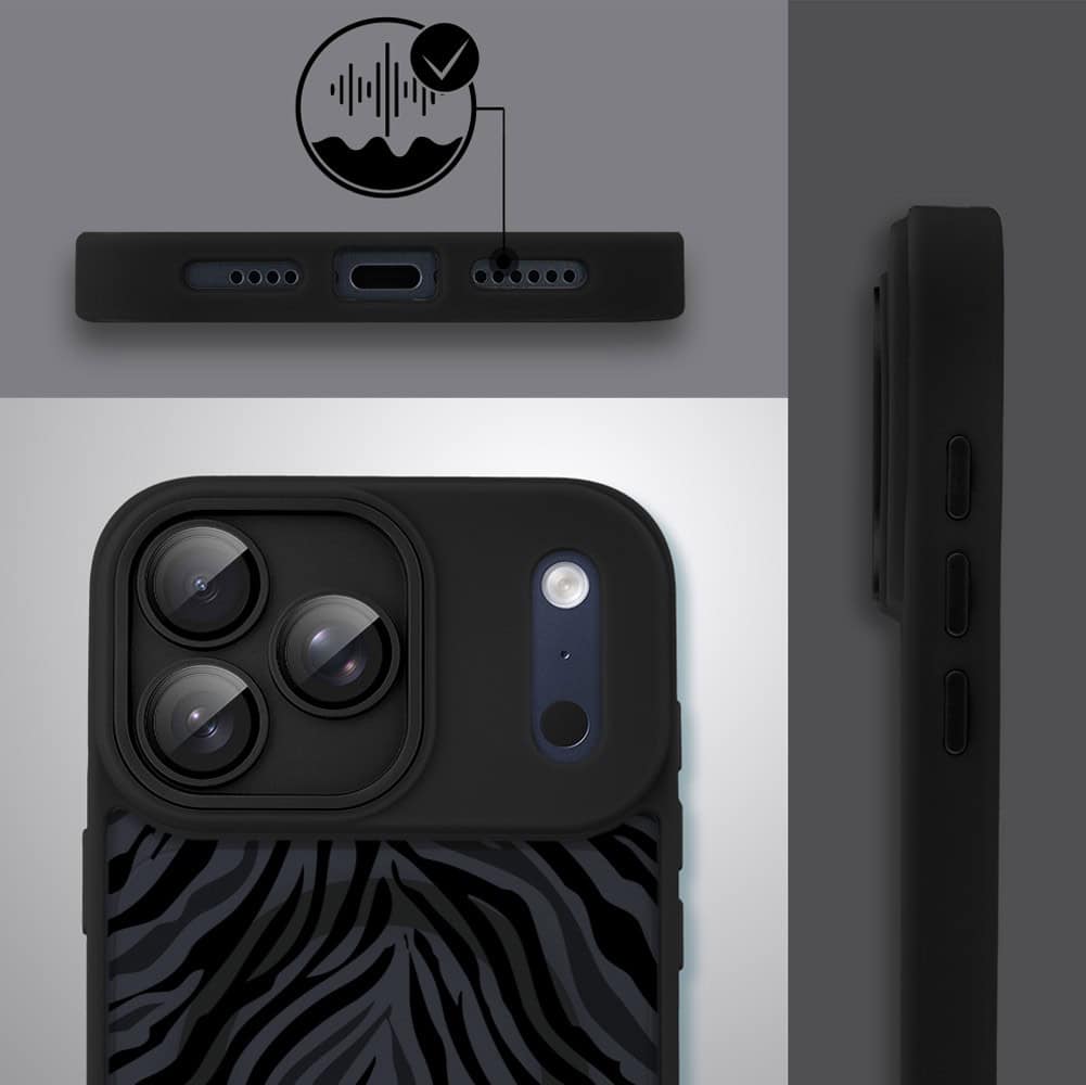 Etui do iPhone 17 Pro Max Color Flush z MagSafe, z osłoną aparatu, hipnotyczna zebra, czarne (8)