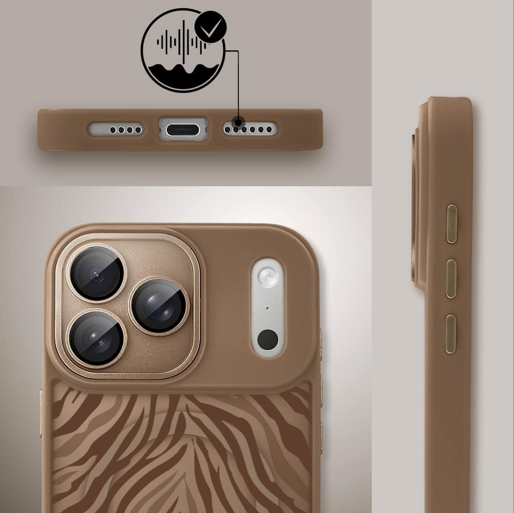 Etui do iPhone 17 Pro Max Color Flush z MagSafe, z osłoną aparatu, hipnotyczna zebra, pustynny brąz (2)