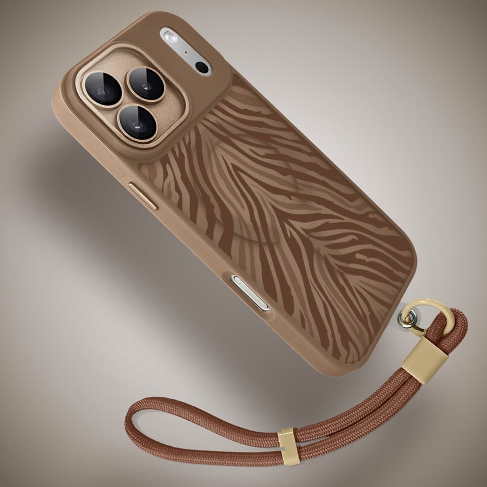 Etui do iPhone 17 Pro Max Color Flush z MagSafe, z osłoną aparatu, hipnotyczna zebra, pustynny brąz (4)