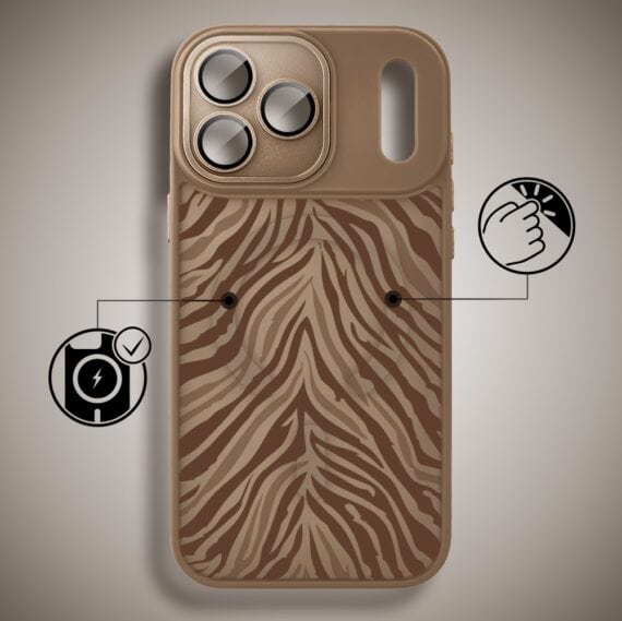 Etui do iPhone 17 Pro Max Color Flush z MagSafe, z osłoną aparatu, hipnotyczna zebra, pustynny brąz (6)