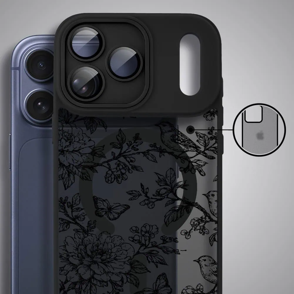Etui do iPhone 17 Pro Max Color Flush z MagSafe, z osłoną aparatu, nocna botanika, czarne (2)