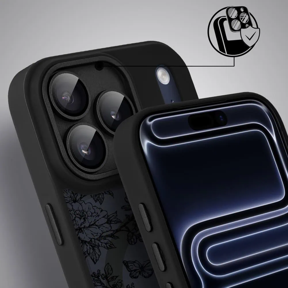Etui do iPhone 17 Pro Max Color Flush z MagSafe, z osłoną aparatu, nocna botanika, czarne (4)