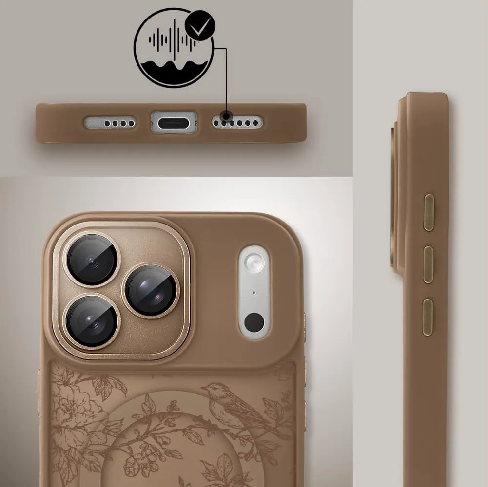 Etui do iPhone 17 Pro Max Color Flush z MagSafe, z osłoną aparatu, nocna botanika, pustynny brąz (2)