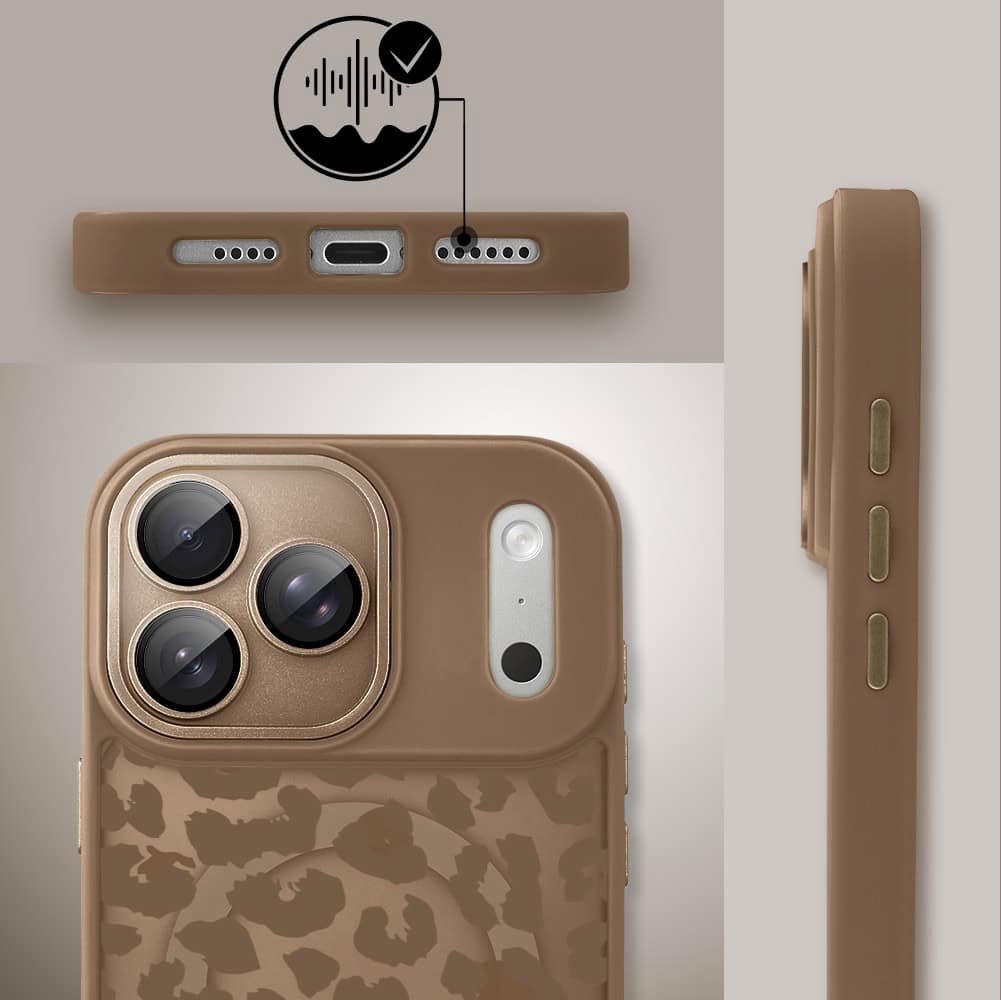 Etui do iPhone 17 Pro Max Color Flush z MagSafe, z osłoną aparatu, subtelna panterka, pustynny brąz (7)