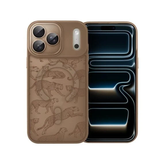 Etui do iPhone 17 Pro Max Color Flush z MagSafe, z osłoną aparatu, wesołe gepardy, pustynny brąz (7)