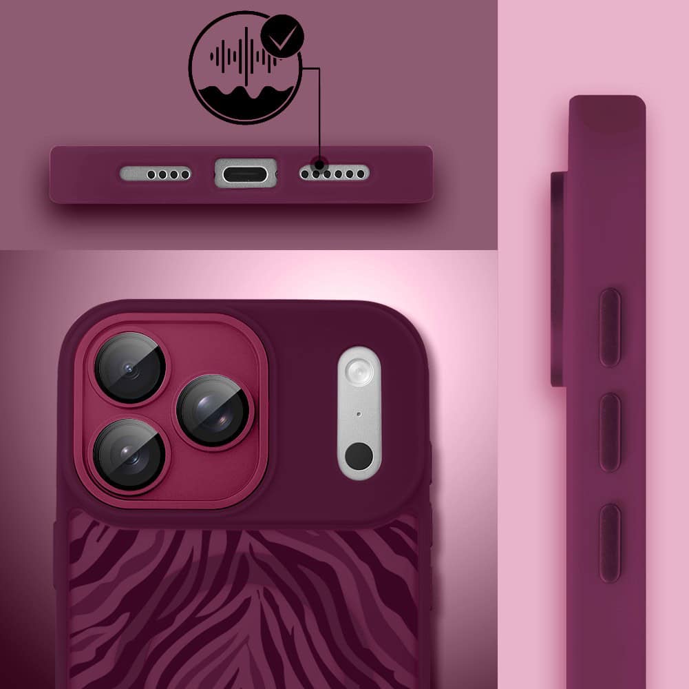 Etui do iPhone 17 Pro Max, Color Flush z Magsafe, z osłoną aparatu, hipnotyczna zebra, wiśniowe (7)