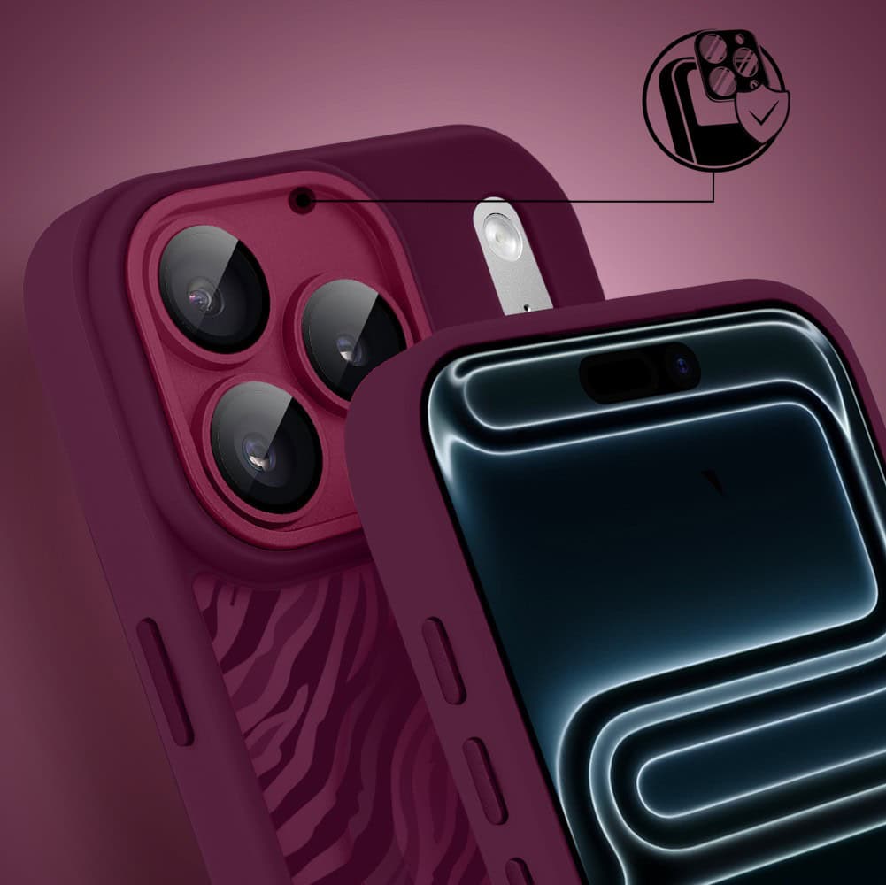 Etui do iPhone 17 Pro Max, Color Flush z Magsafe, z osłoną aparatu, hipnotyczna zebra, wiśniowe (8)