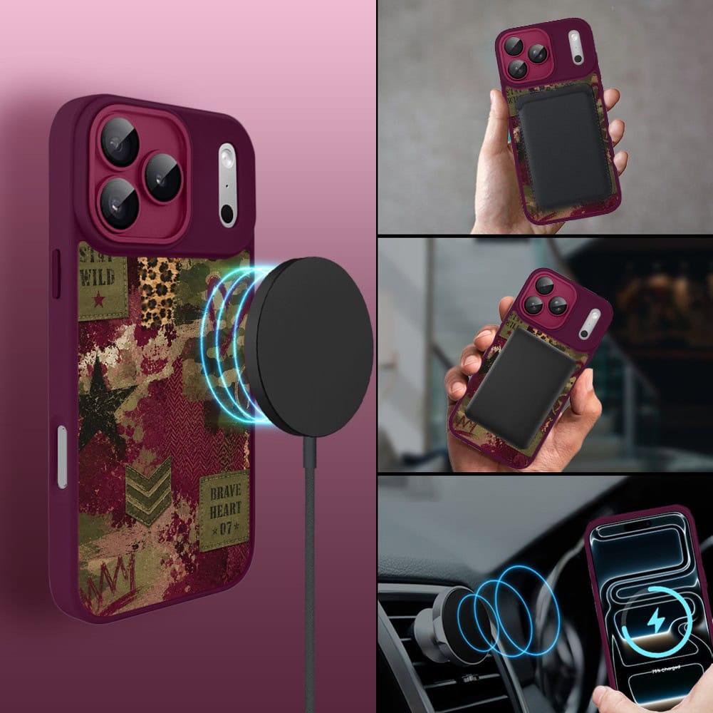 Etui do iPhone 17 Pro Max, Color Flush z Magsafe, z osłoną aparatu, rebel soul, wiśniowe (5)