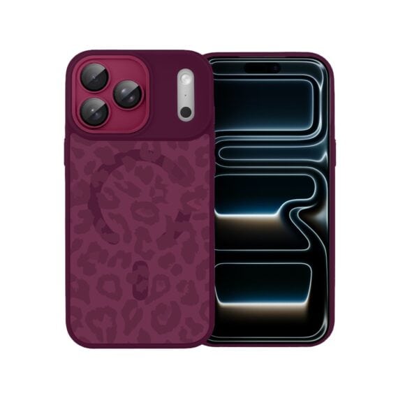 Etui do iPhone 17 Pro Max, Color Flush z Magsafe, z osłoną aparatu, subtelna panterka, wiśniowe (6)