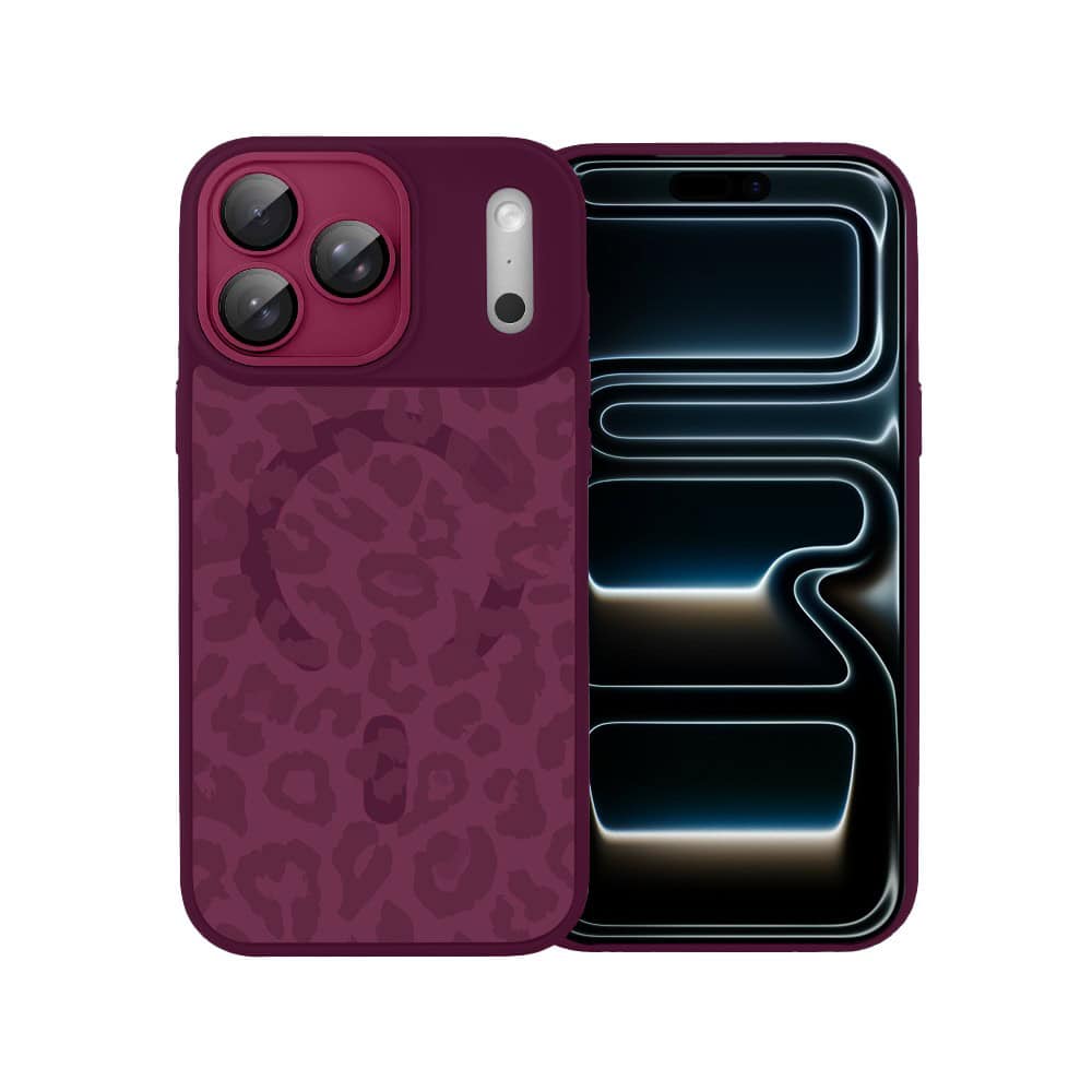 Etui do iPhone 17 Pro Max, Color Flush z Magsafe, z osłoną aparatu, subtelna panterka, wiśniowe