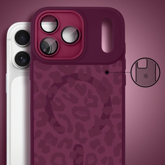 Etui do iPhone 17 Pro Max, Color Flush z Magsafe, z osłoną aparatu, subtelna panterka, wiśniowe (8)