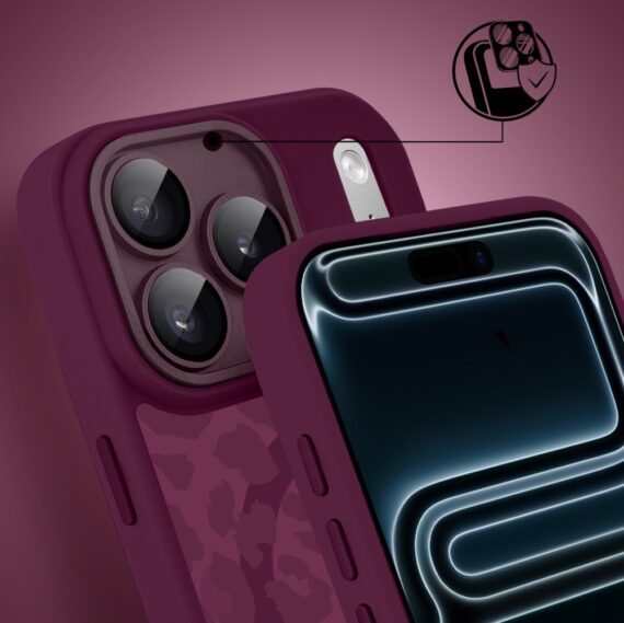 Etui do iPhone 17 Pro Max, Color Flush z Magsafe, z osłoną aparatu, subtelna panterka, wiśniowe - poprawione (7)