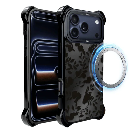 Etui do iPhone 17 Pro Max IBIZU DropGuard Ultra z MagSafe, Midnight, Cienie liści, poprawne (1)